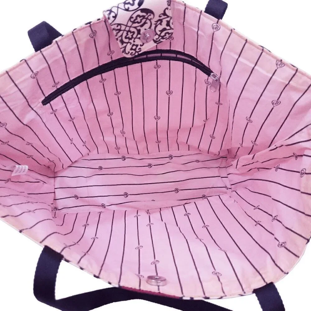Large Brighton My Sweet Valentine Coated Tote Beige Scroll Pattern
